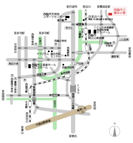 西脇市立青年の家の地図