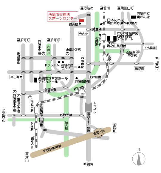 西脇市天神池スポーツセンターの地図